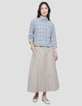 Triset Casual Check Print Blouse Wanita