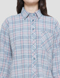 Triset Casual Check Print Blouse Wanita