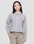 Triset Ladies Check Crop Blouse Wanita