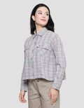 Triset Ladies Check Crop Blouse Wanita