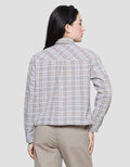 Triset Ladies Check Crop Blouse Wanita