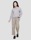 Triset Ladies Check Crop Blouse Wanita