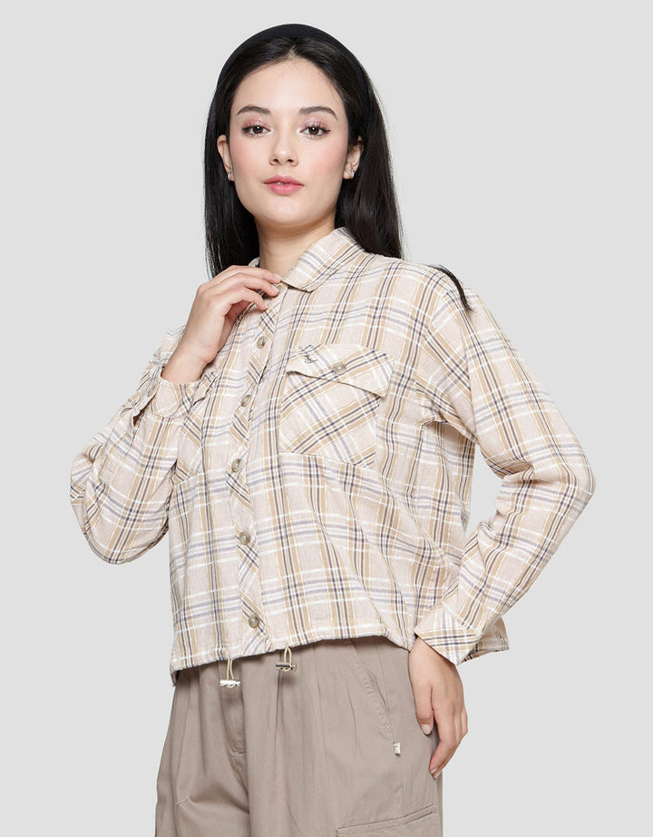 Triset Ladies Check Crop Blouse Women