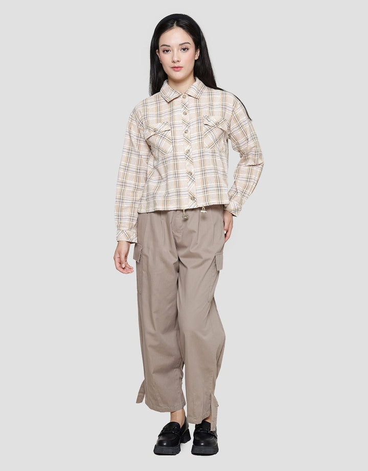 Triset Ladies Check Crop Blouse Women