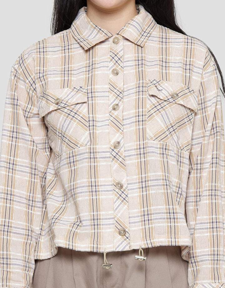 Triset Ladies Check Crop Blouse Women