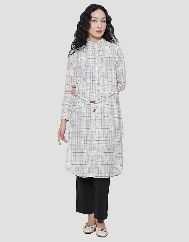 Triset Ladies Belt Square Dress Blouse Wanita