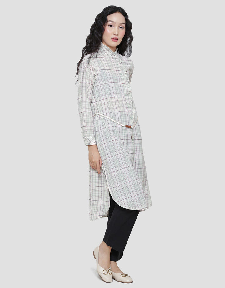 Triset Ladies Belt Square Dress Blouse Wanita