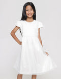 Sweet Miss Aplikasi Bunga Bawah Tile Midi Dress Anak Perempuan