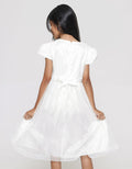 Sweet Miss Aplikasi Bunga Bawah Tile Midi Dress Anak Perempuan