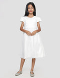Sweet Miss Aplikasi Bunga Bawah Tile Midi Dress Anak Perempuan