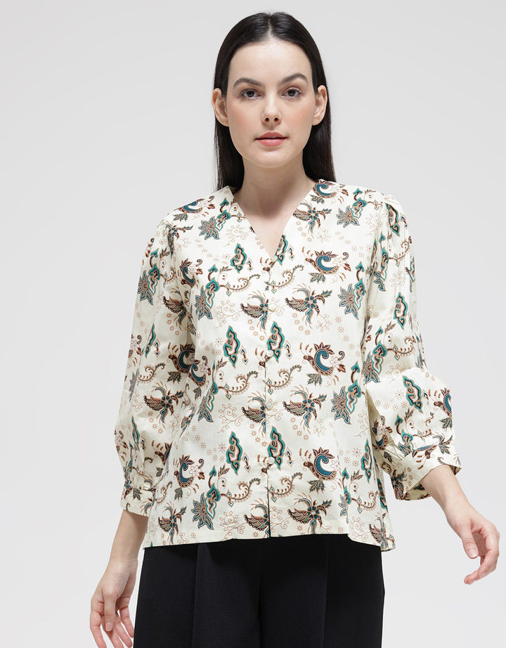 Connexion 3/4 Blouse V-neck With Button Ballon