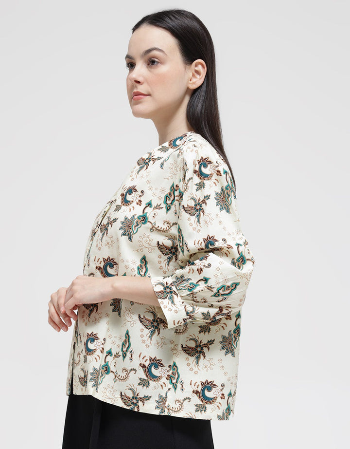 Connexion 3/4 Blouse V-neck With Button Ballon