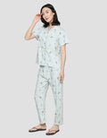 Disney Short Sleeve Pajama Pants Minnie Leaves Rayon