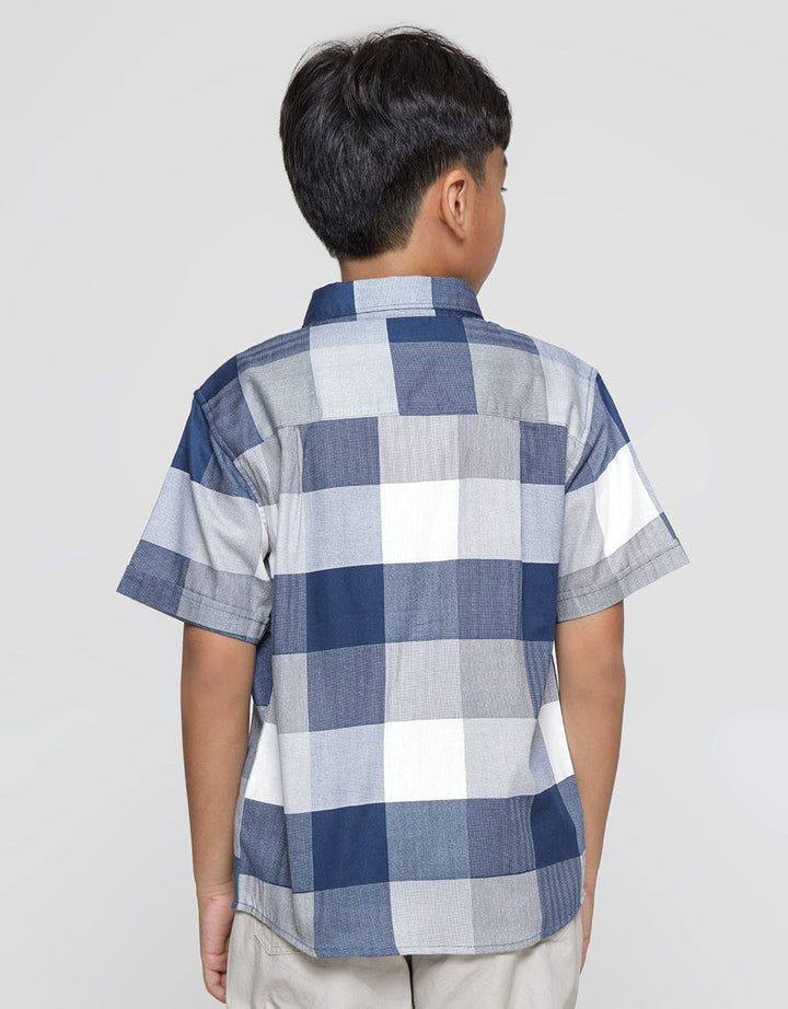 Nevada Print Check Kemeja Lengan Pendek Anak Laki-Laki