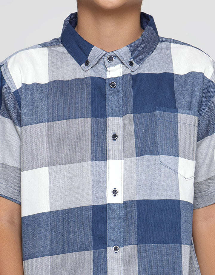 Nevada Print Check Kemeja Lengan Pendek Anak Laki-Laki