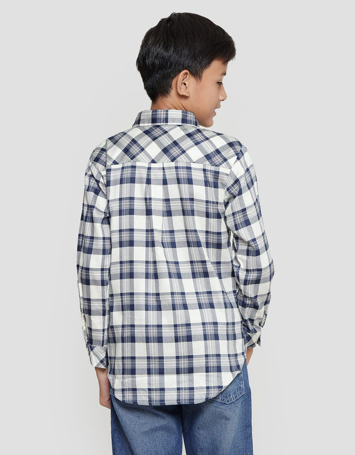 Nevada Boys Pique Long Sleeve Shirt Print Check