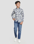 Nevada Boys Pique Long Sleeve Shirt Print Check