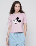 Disney Short Sleeve T-Shirt Boxy Print Mickey Woven Label