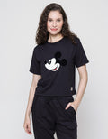 Disney Short Sleeve T-Shirt Boxy Print Mickey Woven Label