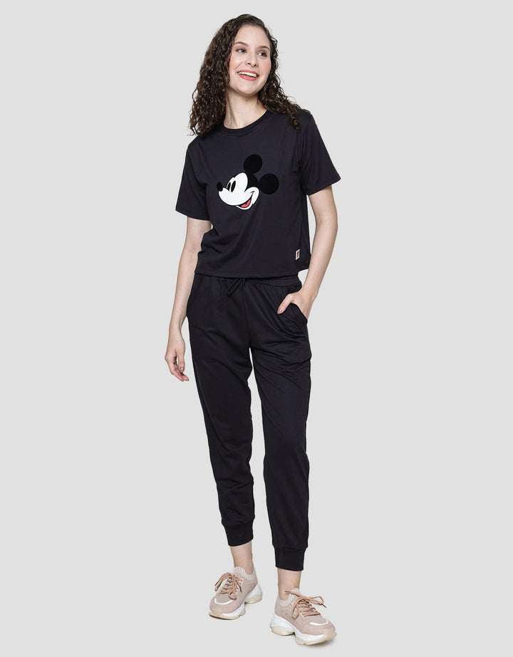 Disney Short Sleeve T-Shirt Boxy Print Mickey Woven Label