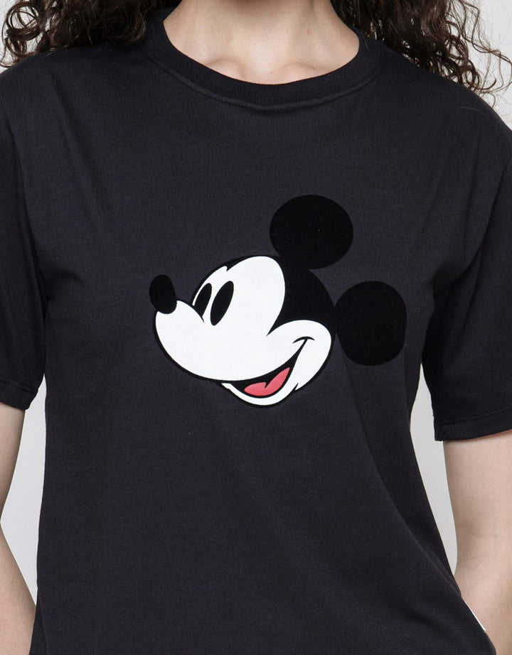 Disney Short Sleeve T-Shirt Boxy Print Mickey Woven Label