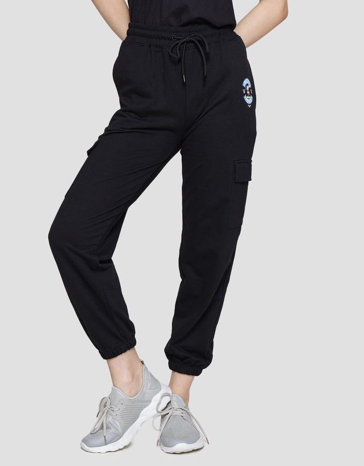 Disney Celana Jogger Cargo Wanita Print Mickey Puff