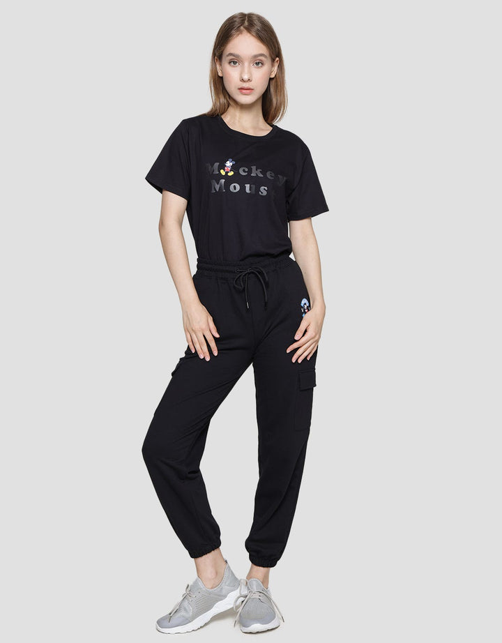 Disney Celana Jogger Cargo Wanita Print Mickey Puff