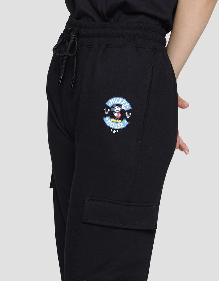 Disney Celana Jogger Cargo Wanita Print Mickey Puff