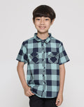 Little M Print Checked Boys Short Sleeve Shirt