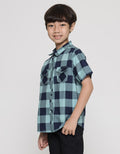 Little M Print Checked Boys Short Sleeve Shirt