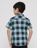 Little M Print Checked Boys Short Sleeve Shirt