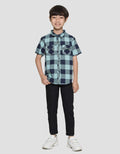 Little M Print Checked Boys Short Sleeve Shirt