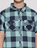 Little M Print Checked Boys Short Sleeve Shirt