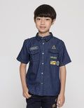 Little M Kemeja Denim Anak Laki-laki Print Galaxy