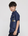 Little M Kemeja Denim Anak Laki-laki Print Galaxy
