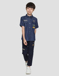 Little M Kemeja Denim Anak Laki-laki Print Galaxy