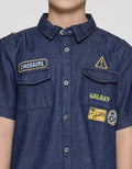 Little M Kemeja Denim Anak Laki-laki Print Galaxy