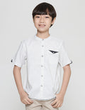Little M Kemeja Koko Lengan Pendek Seasonal Solid Anak Laki-laki