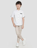 Little M Kemeja Koko Lengan Pendek Seasonal Solid Anak Laki-laki