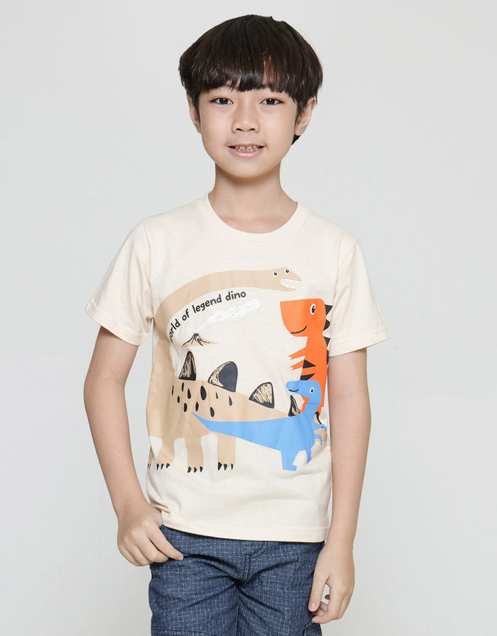 Little M Dino Cartoon Kaos Anak Laki-laki
