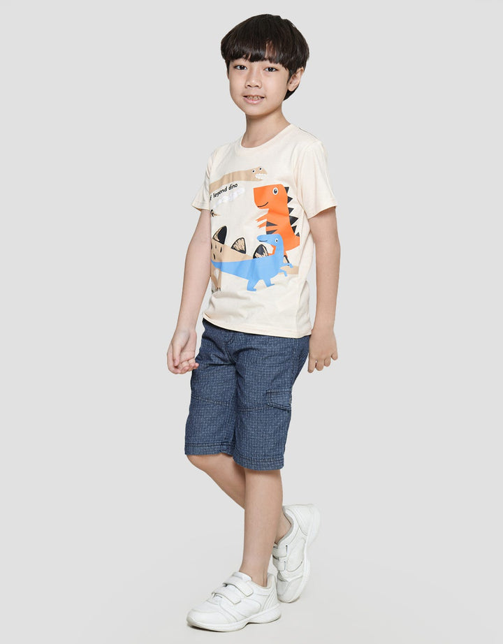 Little M Dino Cartoon Kaos Anak Laki-laki