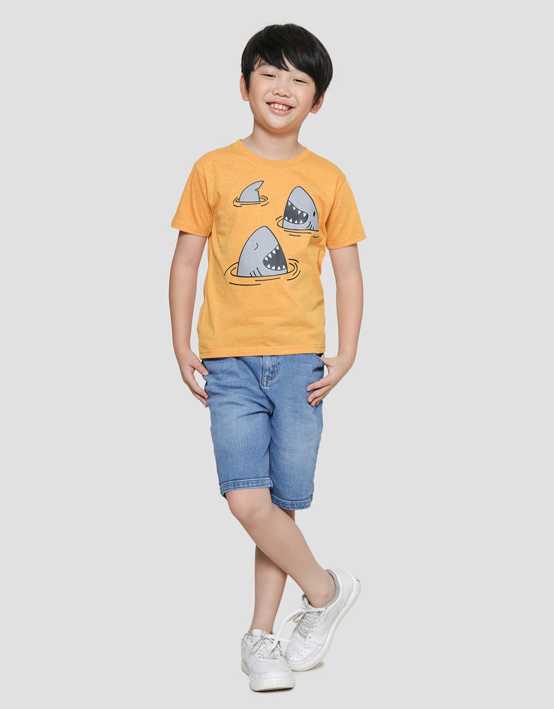 Little M Sharky Print Kaus Anak Laki-laki