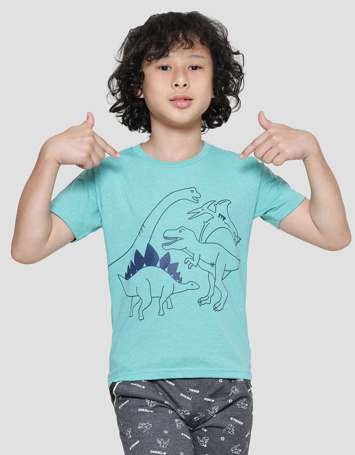 Little M Print Dino Kaos Lengan Pendek Anak Laki-Laki