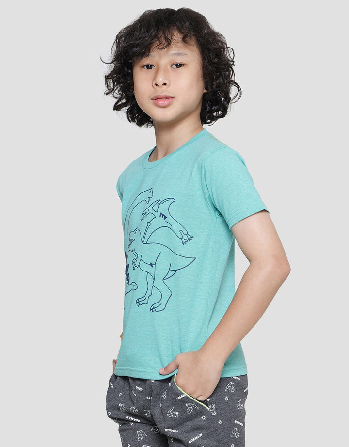 Little M Print Dino Kaos Lengan Pendek Anak Laki-Laki