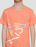 Little M Shark Print Kaos Lengan Pendek Anak Laki-Laki