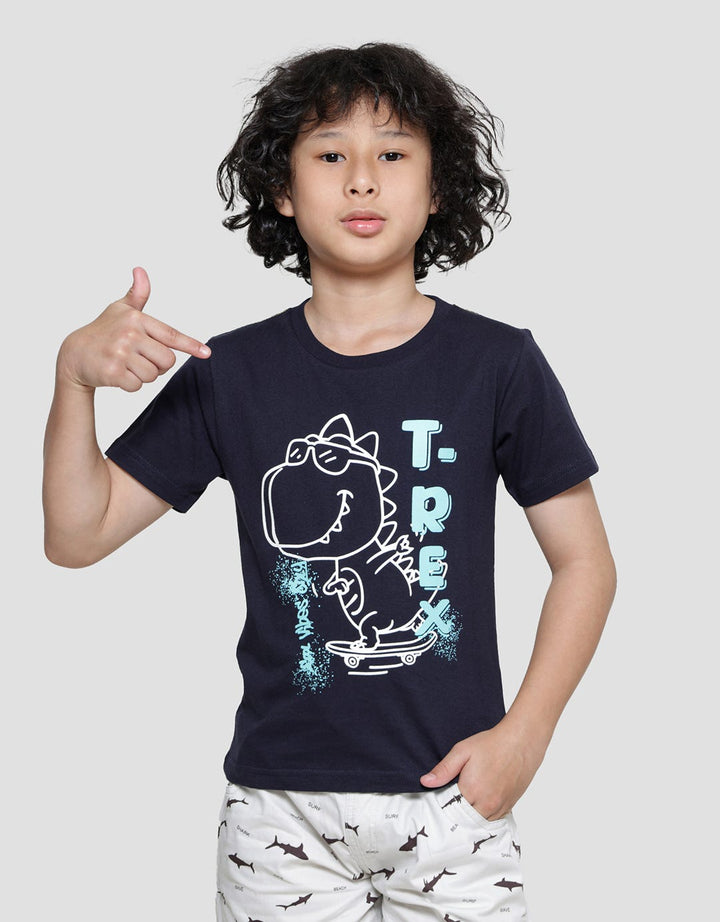 Little M Dino Print Kaos Lengan Pendek Anak Laki-laki