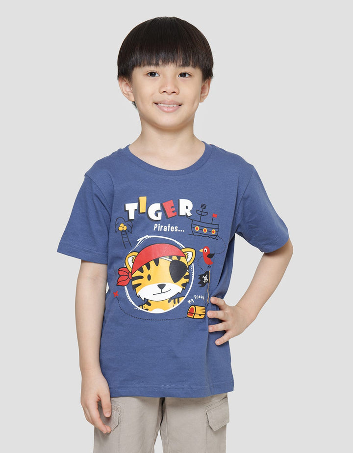 Little M Tiger Pirates Print Kaos Lengan Pendek Anak Laki-laki