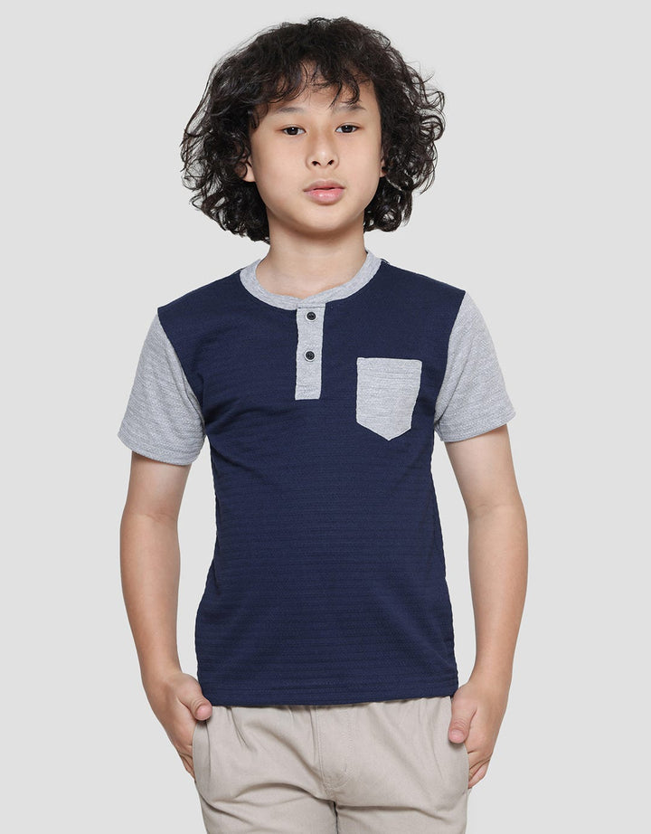 Little M Texture Boys Short Sleeve Henley T-Shirt