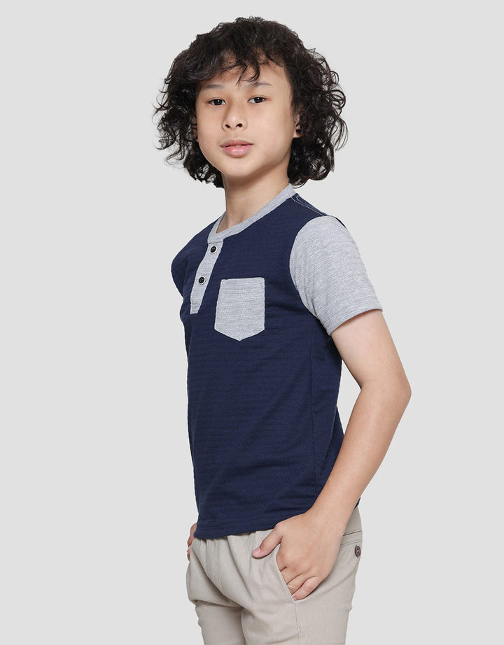 Little M Texture Boys Short Sleeve Henley T-Shirt