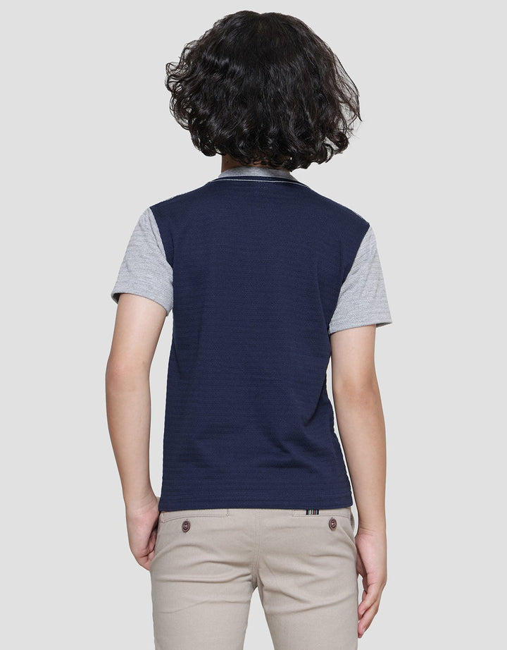 Little M Texture Boys Short Sleeve Henley T-Shirt